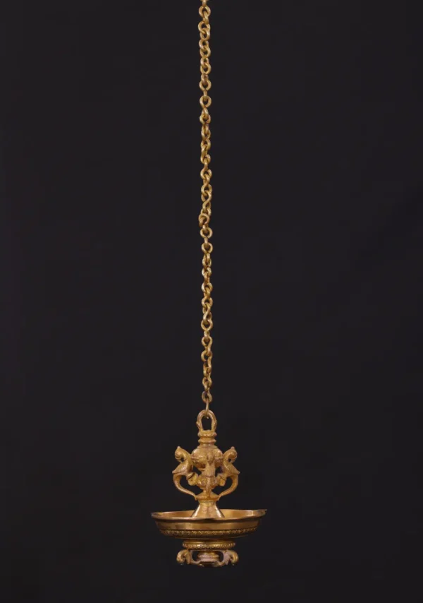 Brass Peacock Lamp - Hanging Decor with Chain