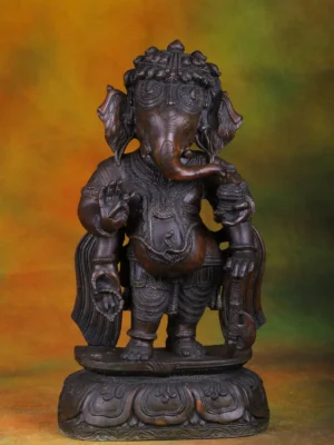 Brass Standing Ganesha Statue - Hindu God of Wisdom - 16 Inches