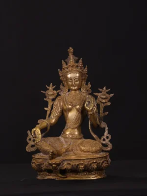 Brass Tara Statue - Buddhist Goddess of Compassion - 12 Inches