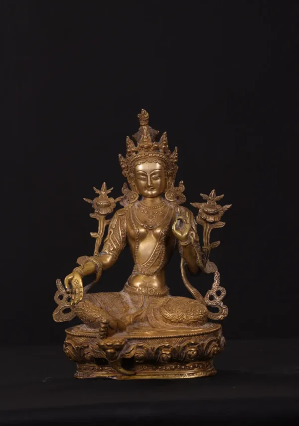 Brass Tara Statue - Buddhist Goddess of Compassion - 12 Inches