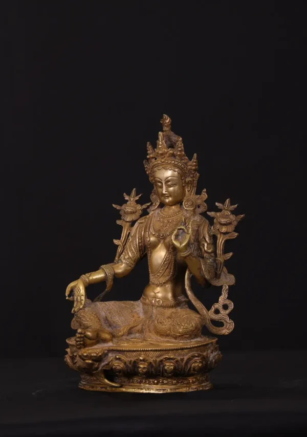 Brass Tara Statue - Buddhist Goddess of Compassion - 12 Inches - Image 4