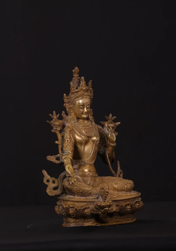 Brass Tara Statue - Buddhist Goddess of Compassion - 12 Inches - Image 3