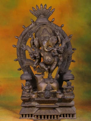 Brass Veera Ganesha with Arch - Hindu God of Power - 18 Inches