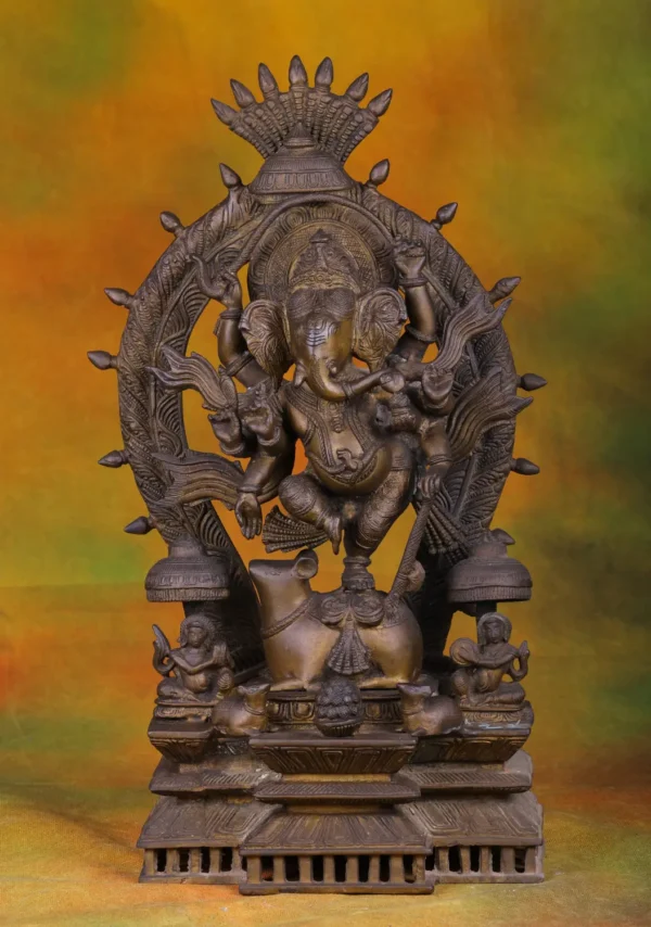 Brass Veera Ganesha with Arch - Hindu God of Power - 18 Inches