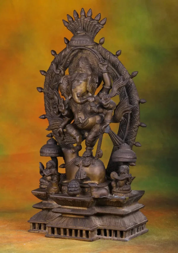 Brass Veera Ganesha with Arch - Hindu God of Power - 18 Inches - Image 2