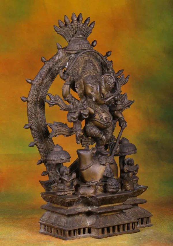 Brass Veera Ganesha with Arch - Hindu God of Power - 18 Inches - Image 3