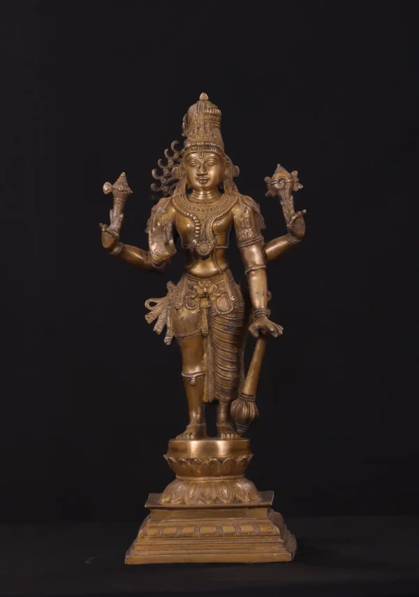 Brass Vishnu Statue - Hindu God of Preservation - 18 Inches