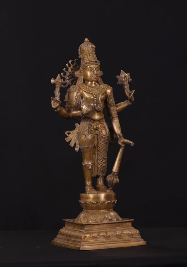 Brass Vishnu Statue - Hindu God of Preservation - 18 Inches - Image 4