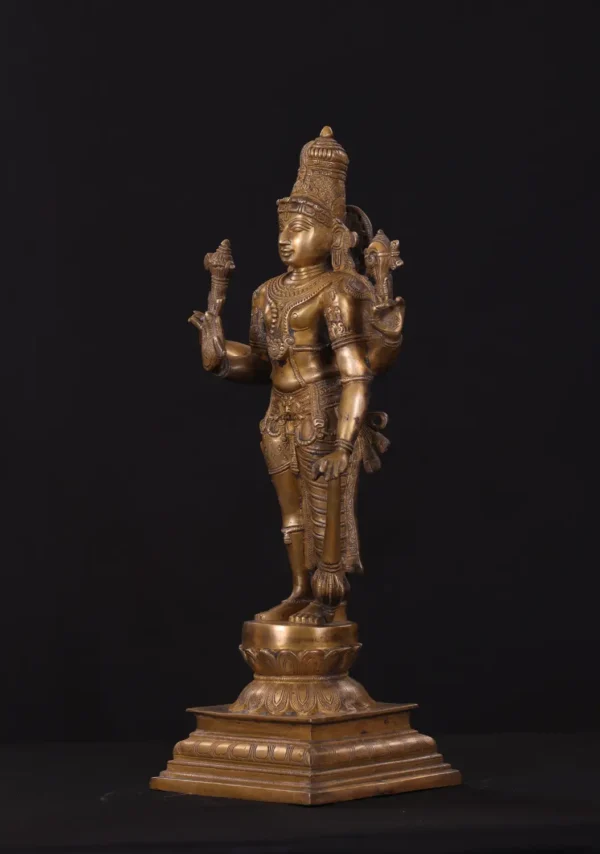 Brass Vishnu Statue - Hindu God of Preservation - 18 Inches - Image 3