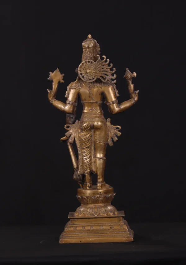 Brass Vishnu Statue - Hindu God of Preservation - 18 Inches - Image 2