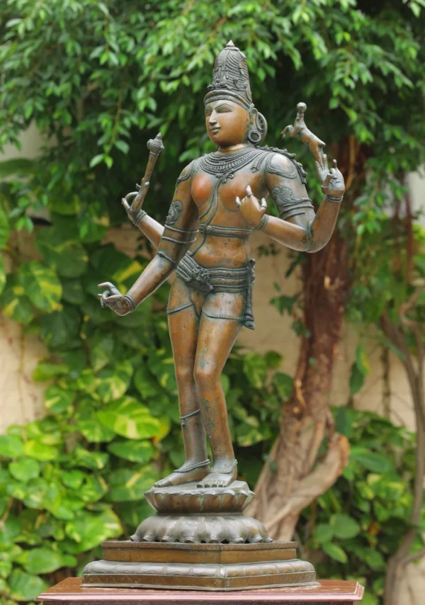 Bronze Chandrasekhara Statue - Lord Shiva Dancing with Axe 51 Inches - Image 2