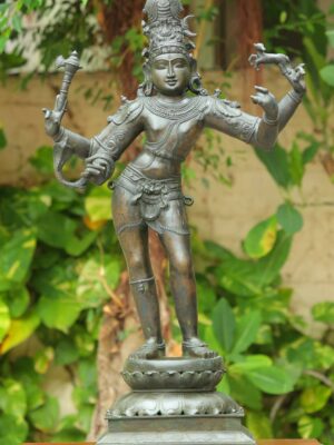 Bronze Chandrasekhara Statue - Lord Shiva with Deer & Axe - 42 Inches