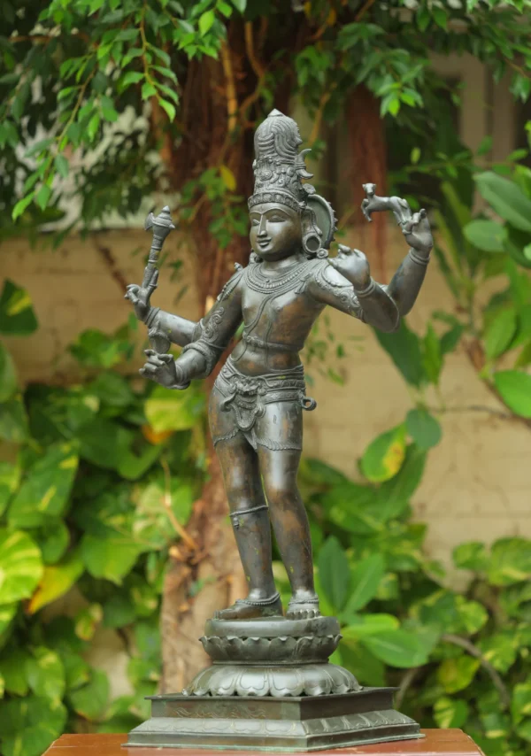 Bronze Chandrasekhara Statue - Lord Shiva with Deer & Axe - 42 Inches - Image 2