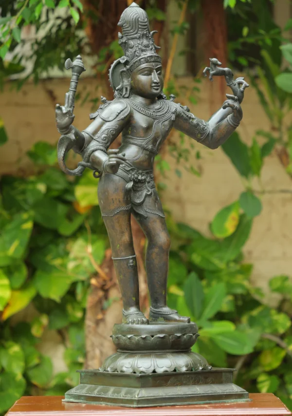 Bronze Chandrasekhara Statue - Lord Shiva with Deer & Axe - 42 Inches - Image 3