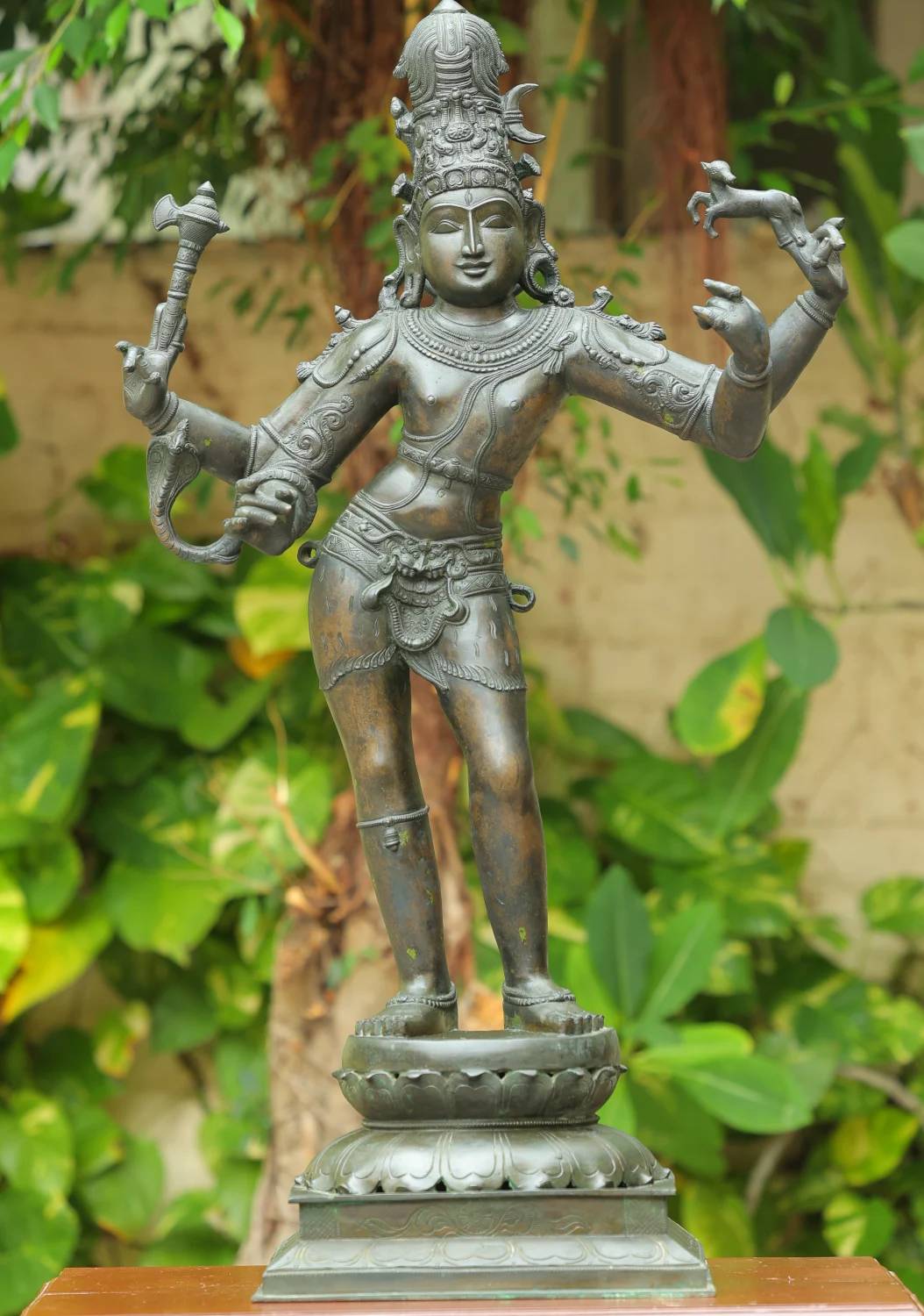 Bronze Chandrasekhara Statue - Lord Shiva with Deer & Axe - 42 Inches