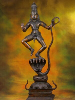 Bronze Kalinga Krishna Statue - Lord Krishna on Serpent Kaliya - 36 Inches