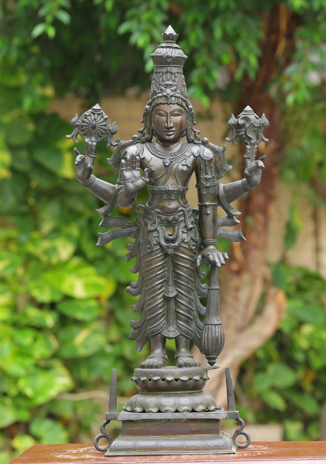 Bronze Perumal Statue - Lord Vishnu South Indian Sculpture - 39 Inches
