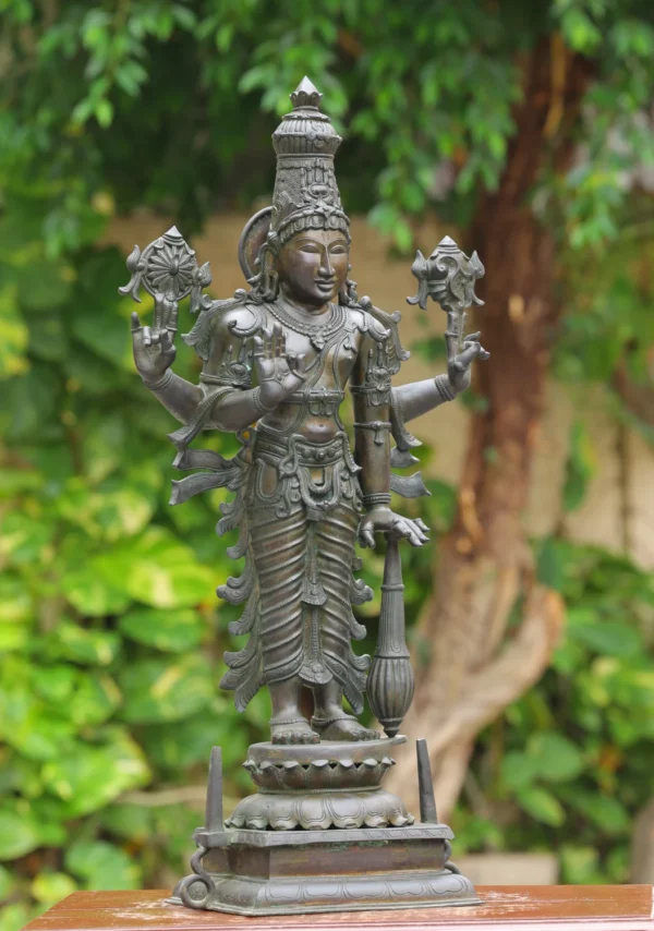 Bronze Perumal Statue - Lord Vishnu South Indian Sculpture - 39 Inches - Image 3