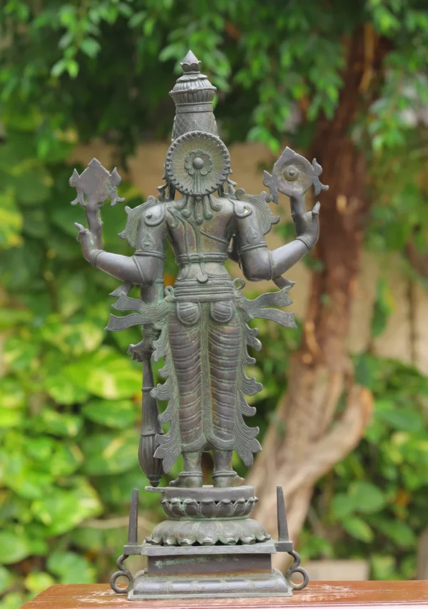 Bronze Perumal Statue - Lord Vishnu South Indian Sculpture - 39 Inches - Image 4