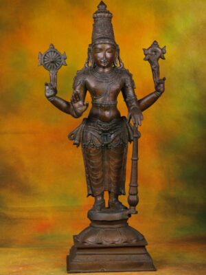Bronze Trivikrama Vishnu Statue - Hindu God of Cosmic Measure - 35 Inches