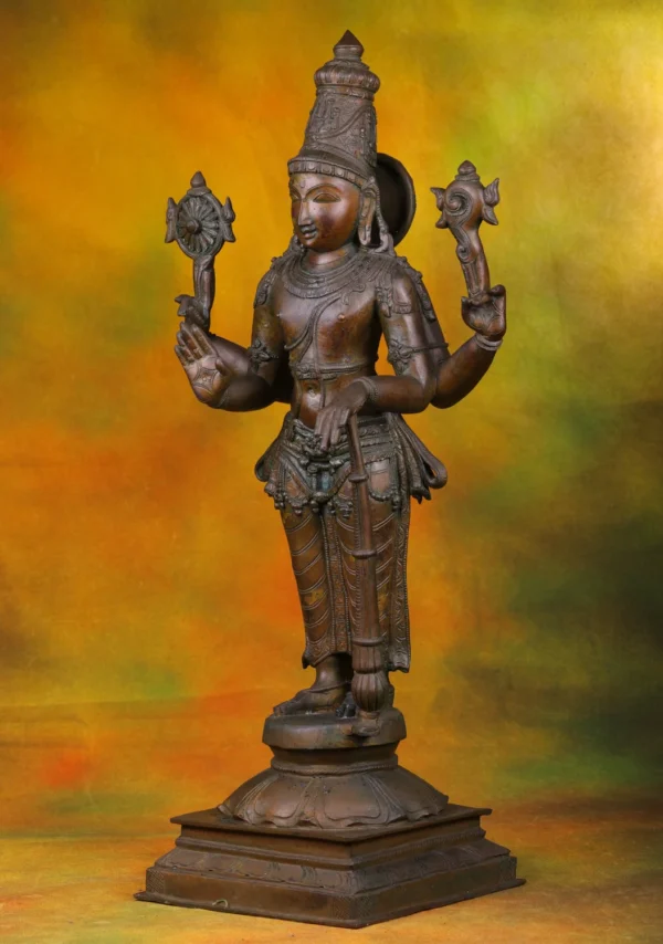 Bronze Trivikrama Vishnu Statue - Hindu God of Cosmic Measure - 35 Inches - Image 4